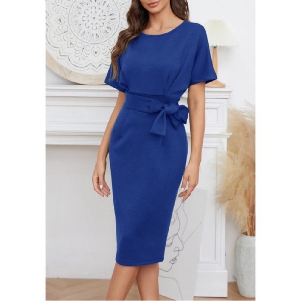 BATWING Sleeve Bodycon Pencil Dress Royal Blue
